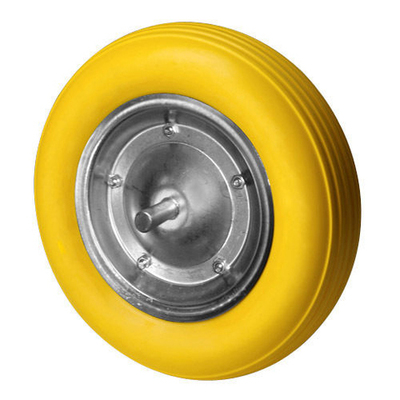 RUEDA  CARRETILLA OBRA MACIZA .AMARILLA 370mm eje 19mm