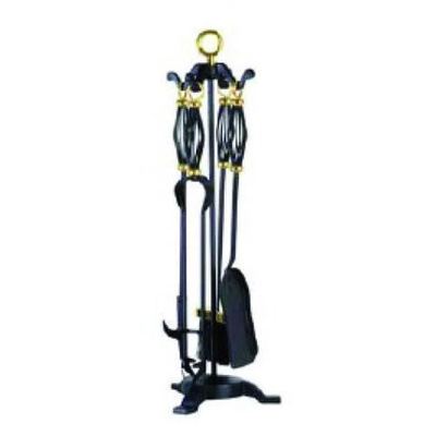 8305400 Juego de chimenea 66CM 4 Pzas - Soporte negro-Oro Maiol