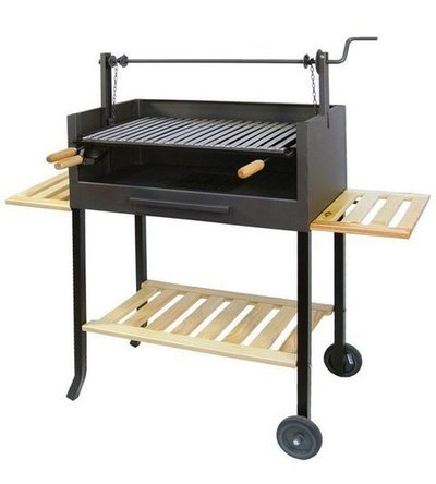 BARBACOA C/RUEDAS-ELEVADOR PARRILL. INOX