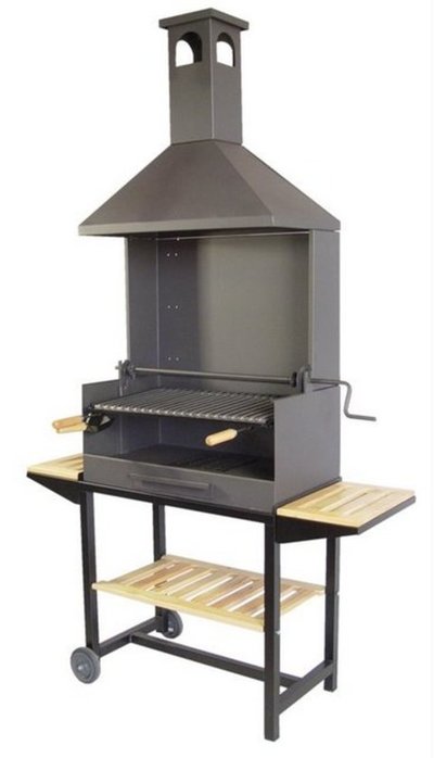  BARBACOA CON RUEDASC ELEVADOR CHIMENEA Y PARRILLA INOX