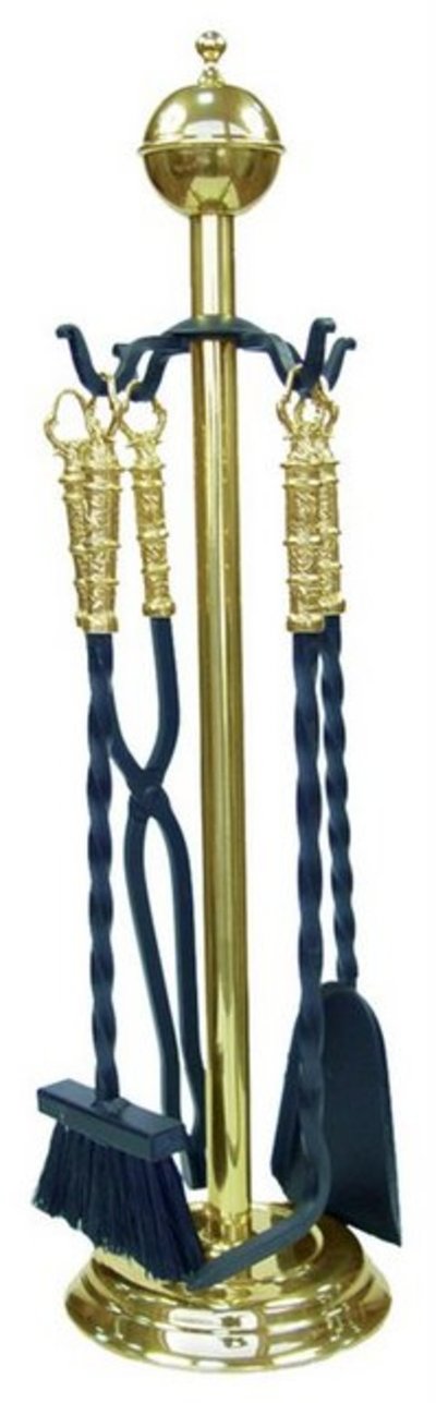 JUEGO CHIMENEA 4 PIEZAS 70 CMS. Barnizado .LATON