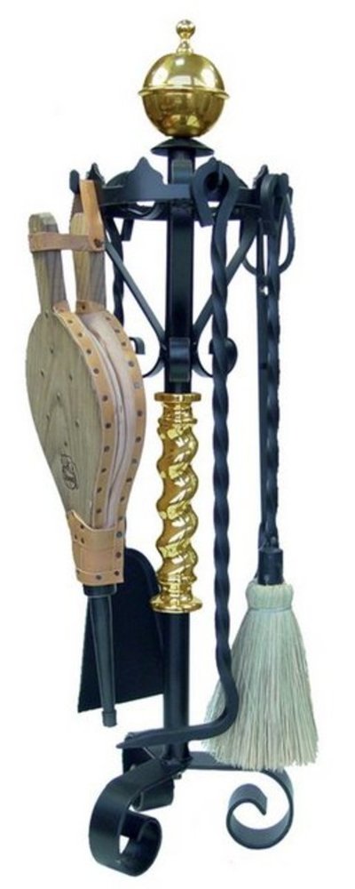 JUEGO CHIMENEA 5 PIEZAS  70 CMS. Barnizado .LATON