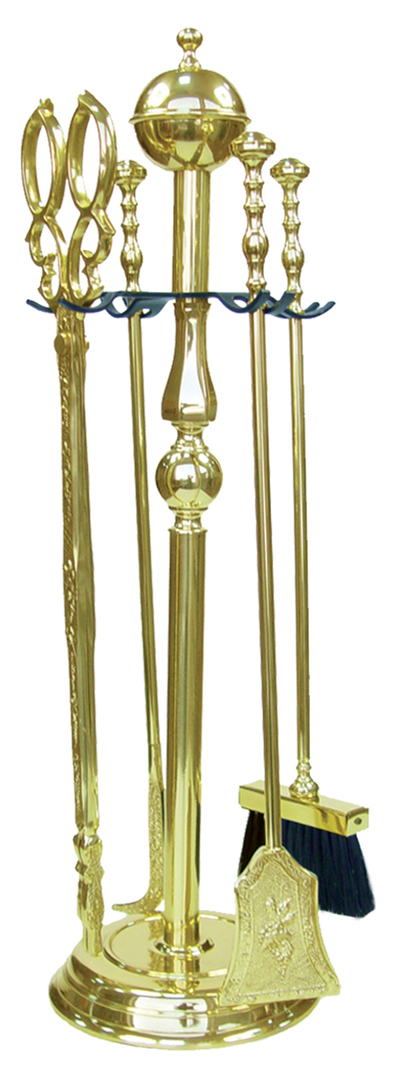 JUEGO CHIMENEA 4 PIEZAS 70 CMS. Barnizado .LATON