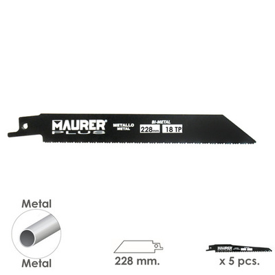 07120705 Hoja Para Sierra Sable Metal 228 mm. - 18 TPI Tipo Bosch (5 piezas)