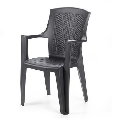 08330006 Silla Resina Ratan. Respaldo Alto Antracita. Eden