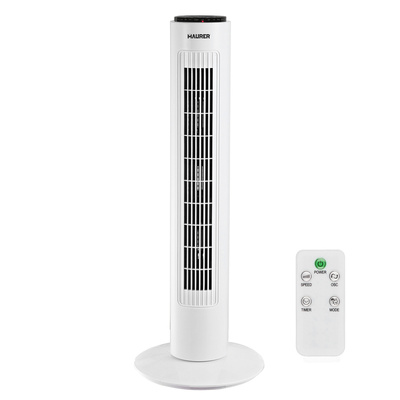05380200 VENTILADOR MAURER TORRE 73 CM 3 VELOCIDADES. FUNCION OSCILANTE. CON MANDO A DISTANCIA.