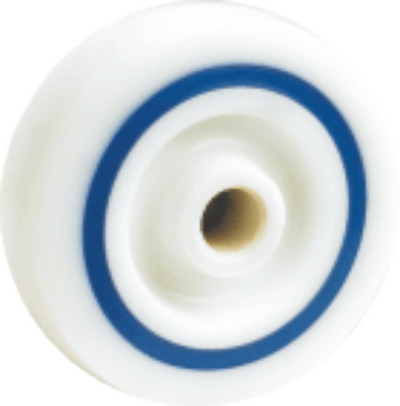 Rueda Aro Sanwhich, nylon-goma azul- Nylon diametron 125mm.