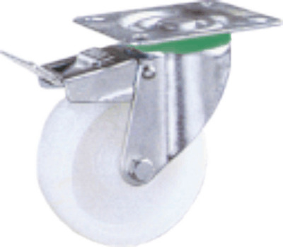  R. NYLON/POLIURETANO  PLACA/FRENO INOX GIRATORIA diametro 100