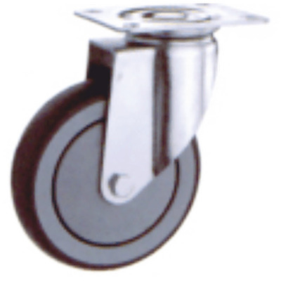 Rueda diametro 100 placa giratoria goma gris