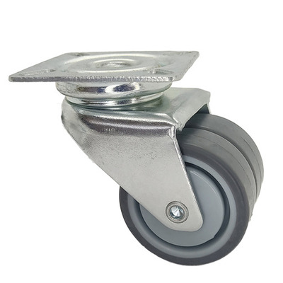 Rueda diametro  75 placa giratoria goma gris doble