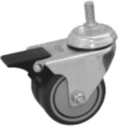 Rueda diametro  50 TORNILLO M12 goma con freno gris doble