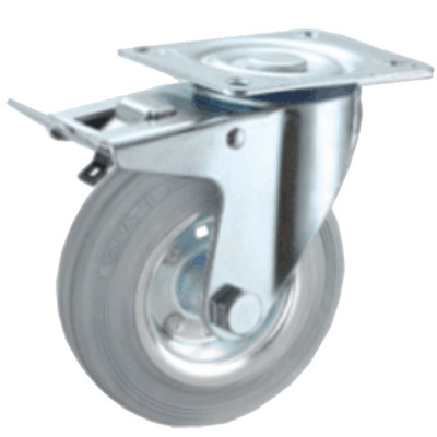 R. MGG DIAMETRO 80, 100, 125, 160 Y 200 Placa giratoria C/freno goma gris