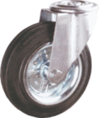 Rueda MG DIAMETRO 80, 100, 125, 160 y 200mm AGUJERO PASANTE GOMA NEGRA 