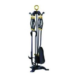 8305400 Juego de chimenea 66CM 4 Pzas - Soporte negro-Oro Maiol