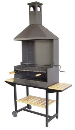  BARBACOA CON RUEDASC ELEVADOR CHIMENEA Y PARRILLA INOX