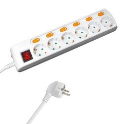 19010500 Base Multiple 6 Tomas Con Toma De Tierra Con 1 Interruptor General y 6 Independientes