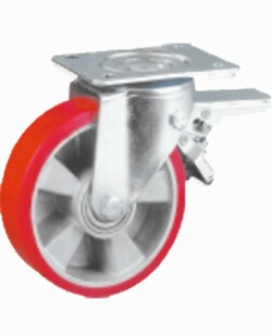 Rueda M. Aluminio/poliuretano con placa y freno diamatro de 125, 160 y 200mm