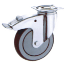 RUIEDA PLACA con freno  GOMA GRIS termoplastica DIAMETRO 125