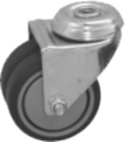 Rueda DIAMETRO 75 AGUJERO PASANTE GOMA GRIS DOBLE