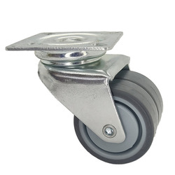 Rueda diametro  75 placa giratoria goma gris doble