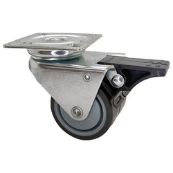 Rueda diametro  50 placa giratoria goma con freno gris doble