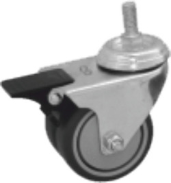 Rueda diametro  50 TORNILLO M12 goma con freno gris doble