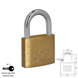 Candado Laton Arco Normal Llaves Iguales 40mm Nº1, Nº2, Nº3