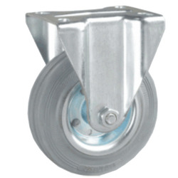 RUEDA MG DIAMETRO 80, 100, 125, 160 y 200mm PLACA FIJA GOMA GRIS 