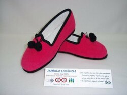zapatilla borlas modelo 21 Fieltro, lana 100% naturales. color fusia liso Tallasde la 33 a la 42