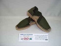 Alpargata Cruzada Verde con elastico de fieltro y lana 100% natural Tallas de la 34 a la 47